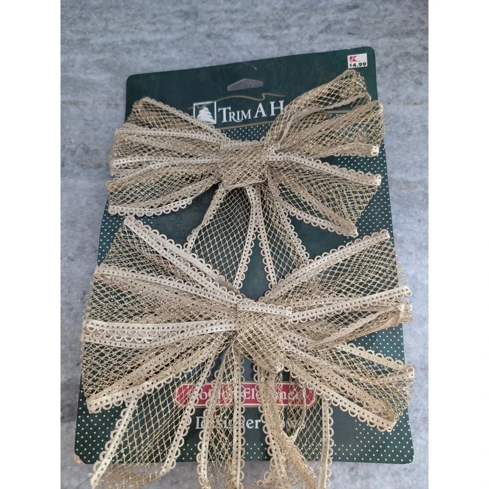 Vintage Trim‎ A Home Gold Christmas Bows, Brand New